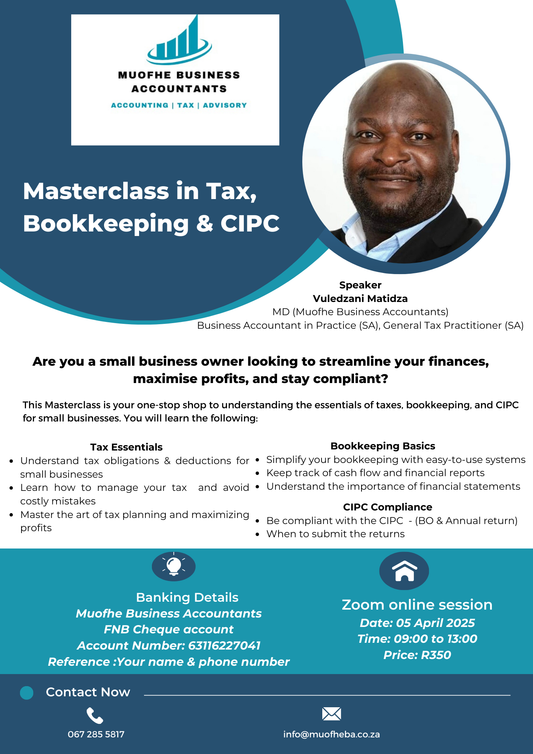 Masterclass on Small business tax, Bookkeeping and CIPC Compliance